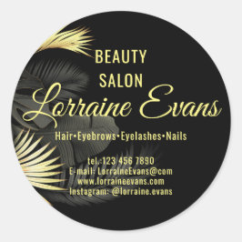 Pegatina Redonda Elegante de oro negro