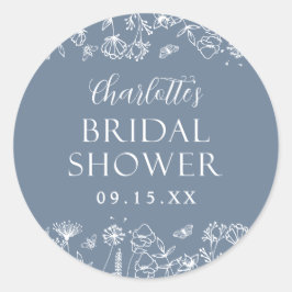 Pegatina Redonda Elegante Desayuno Floral de Novia