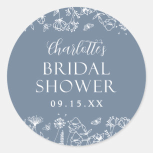 Pegatina Redonda Elegante Desayuno Nupcial Floral