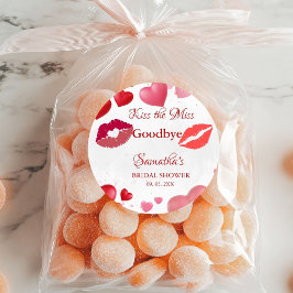 Pegatina Redonda Elegante despedida de soltera con labios rojos