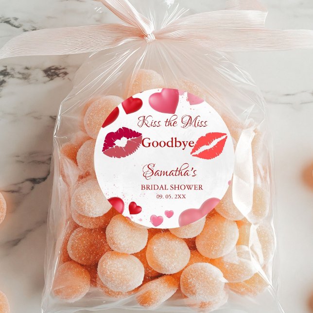 Pegatina Redonda Elegante despedida de soltera con labios rojos (Subido por el creador)