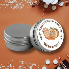 Pegatina Redonda Elegante Día de Acción de Gracias