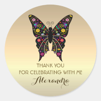 Pegatina Redonda Elegante Día de Oro Gracias