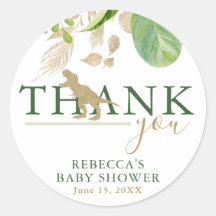 Elegante Dinosaur Green y Gold Baby Shower