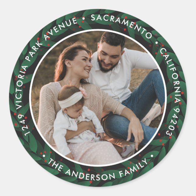 Pegatina Redonda Elegante dirección de devolución de foto de vegeta (Anverso)