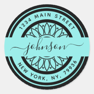 Pegatina Redonda Elegante dirección de devolución de redondeo, cree