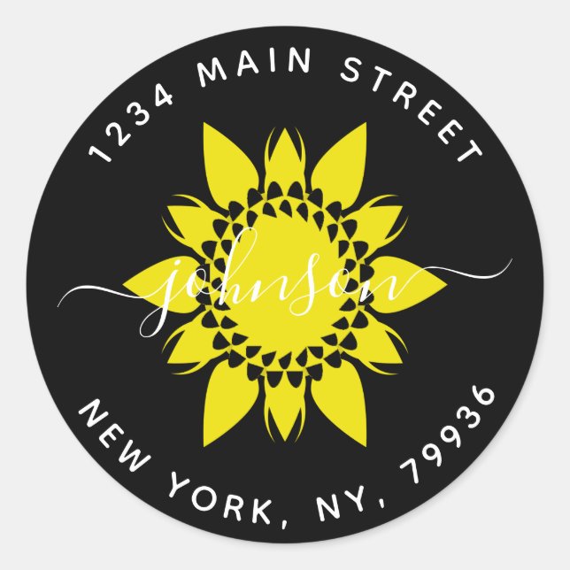 Pegatina Redonda Elegante dirección de devolución de redondeo, cree (Anverso)