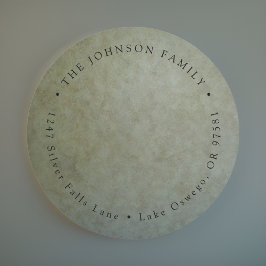 Pegatina Redonda Elegante dirección de devolución en oro salvia