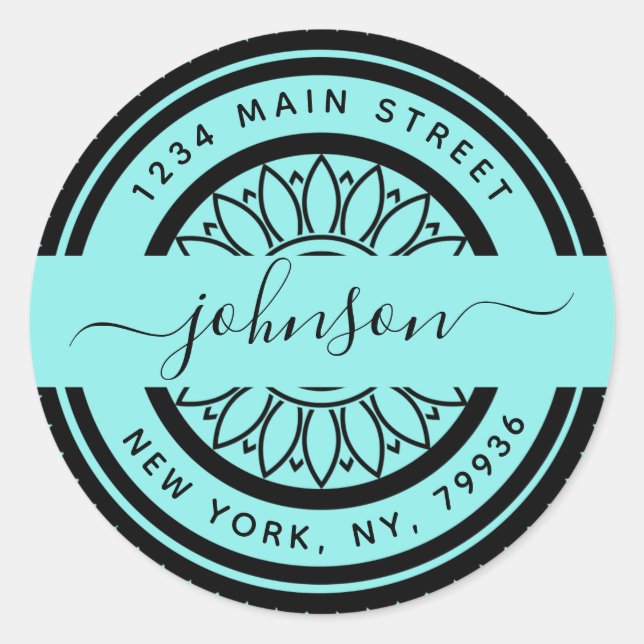 Pegatina Redonda Elegante dirección de devolución redonda, cree la  (Anverso)