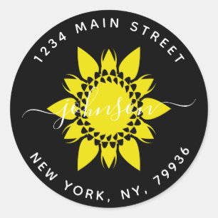 Pegatina Redonda Elegante dirección de devolución redonda, cree la 