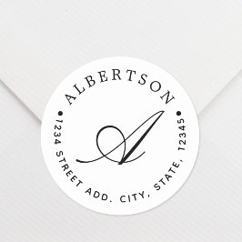 Pegatina Redonda Elegante dirección de la familia de monograma de g