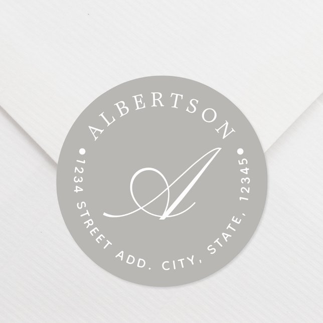 Pegatina Redonda Elegante Dirección de la familia de monogramas de  (Subido por el creador)