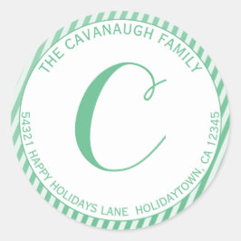 Pegatina Redonda Elegante dirección de monograma de banda de Reliev