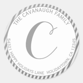 Pegatina Redonda Elegante dirección de monograma de banda de Reliev