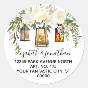 Pegatina Redonda Elegante dirección de retorno de la vegetación flo