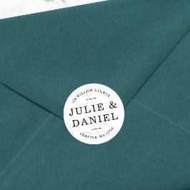 Pegatina Redonda Elegante dirección de retorno de pareja moderna