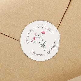 Pegatina Redonda Elegante dirección Floral Rosa y Green Bridal Show