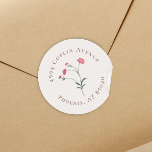 Pegatina Redonda Elegante dirección Floral Rosa y Green Bridal Show