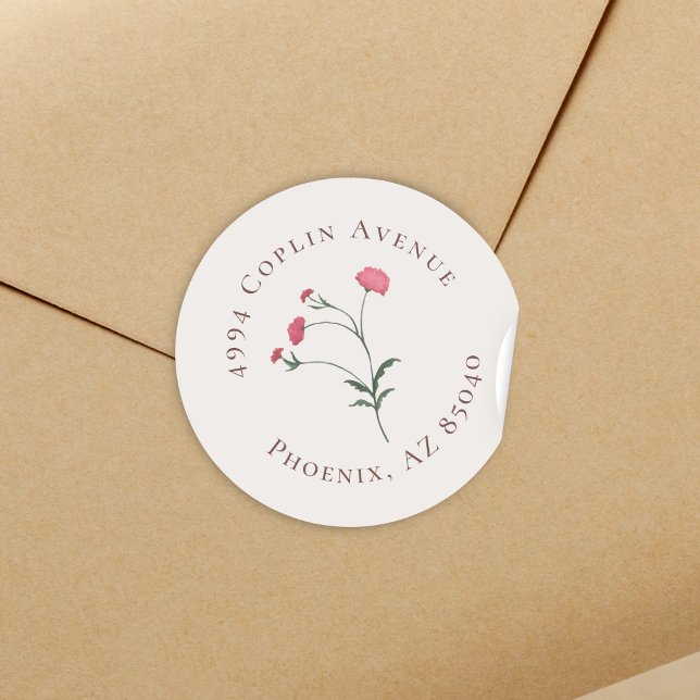 Pegatina Redonda Elegante dirección Floral Rosa y Green Bridal Show (Subido por el creador)