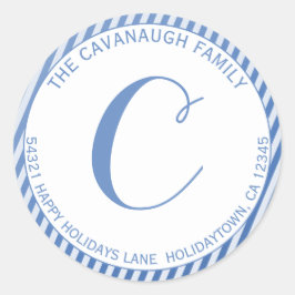 Pegatina Redonda Elegante dirección monograma de banda de Relieve m