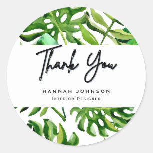 Pegatina Redonda Elegante Diseñador de interiores tropical