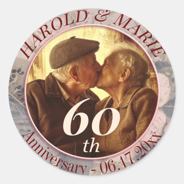 Pegatina Redonda Elegante diseño Boda de diamantes (Anverso)