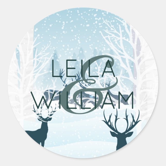 Pegatina Redonda Elegante diseño Boda turquesa azul claro (Anverso)