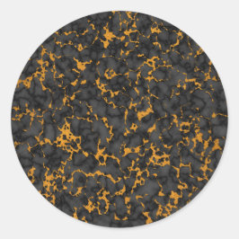 Pegatina Redonda Elegante diseño de textura de mármol negro y oro