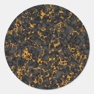 Pegatina Redonda Elegante diseño de textura de mármol negro y oro