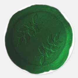 Pegatina Redonda Elegante diseño simple de hoja Wax Seal Aspecto Pe