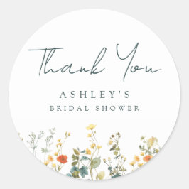 Pegatina Redonda Elegante ducha de flores silvestres gracias