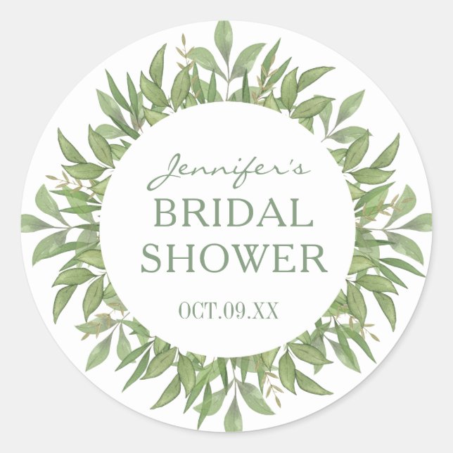 Pegatina Redonda Elegante ducha de novia color agua verde (Anverso)