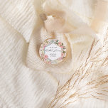 Pegatina Redonda Elegante ducha de novia floral bohemiana de Rubor<br><div class="desc">Nuestra colección "Bohemian Elegant Floral" cuenta con hermosos florales verde azulados de colores vivos y luminosos, con un amplio follaje seco en varios paisajes pastel y un guión elegante para toda su información personal. Estamos seguros de que te va a encantar mezclar y hacer coincidir diferentes elementos de esta colección....</div>