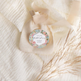 Pegatina Redonda Elegante ducha de novia floral bohemiana de Rubor