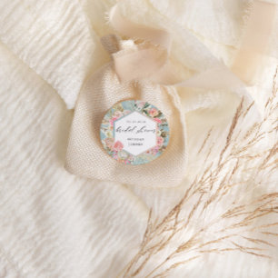 Pegatina Redonda Elegante ducha de novia floral bohemiana de Rubor