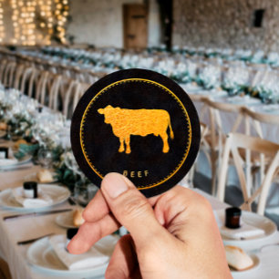 Pegatina Redonda Elegante elección de comida de boda de carne negra