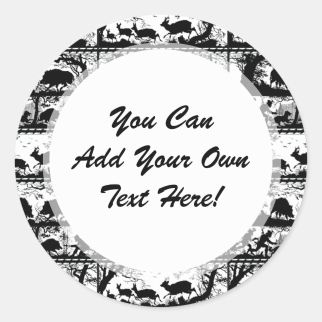 Pegatina Redonda Elegante escena de caza alemana que corre venado y (Anverso)