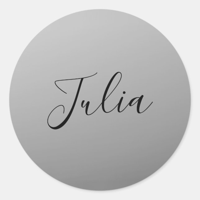 Pegatina Redonda Elegante escritura moderna editable de texto negro (Anverso)