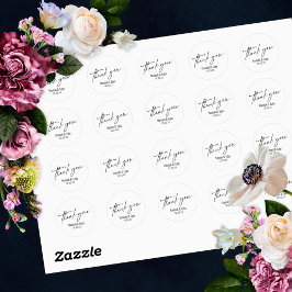 Pegatina Redonda Elegante escritura simple contemporánea a mano gra