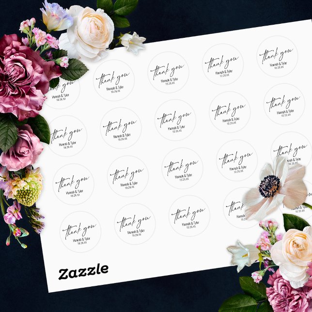 Pegatina Redonda Elegante escritura simple contemporánea a mano gra (Subido por el creador)