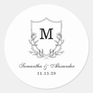 Pegatina Redonda Elegante Escudo blanco y negro