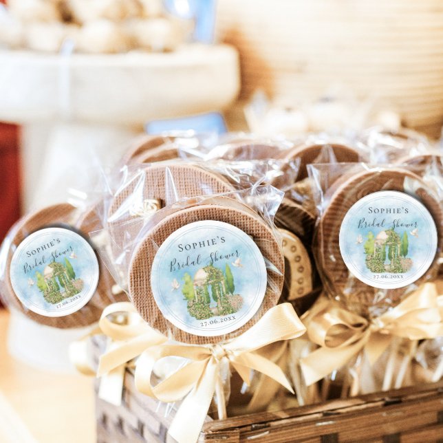 Pegatina Redonda Elegante estatua de glorieta Palomas flores Baby S (Subido por el creador)