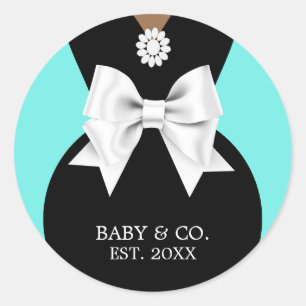 Pegatina Redonda Elegante Étnico Aqua Baby & Co Tiffany Baby Shower