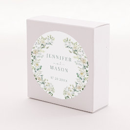 Pegatina Redonda Elegante Eucalyptus Boda Floral Bride Groom