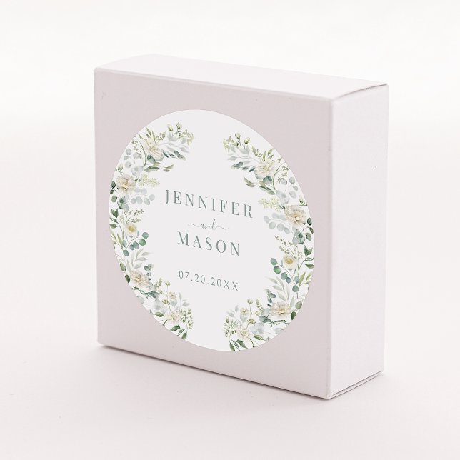 Pegatina Redonda Elegante Eucalyptus Boda Floral Bride Groom (Subido por el creador)