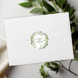 Pegatina Redonda Elegante Eucalyptus Greenery Boda<br><div class="desc">¡Prepárese para dejarse cautivar por nuestra impresionante y exuberante suite boda! Esta suite, rebosante de hermosos ilustraciones de hojas de eucalipto y realzada por una caligrafía romántica, es el toque final perfecto para su boda mágico con temática de jardín. Si estás soñando con algo extra especial o tienes peticiones únicas,...</div>