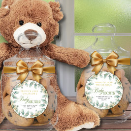 Pegatina Redonda Elegante Eucalyptus Sexo Neutral Baby Shower