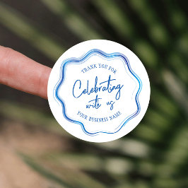 Pegatina Redonda Elegante evento de negocios de color azul acuarela