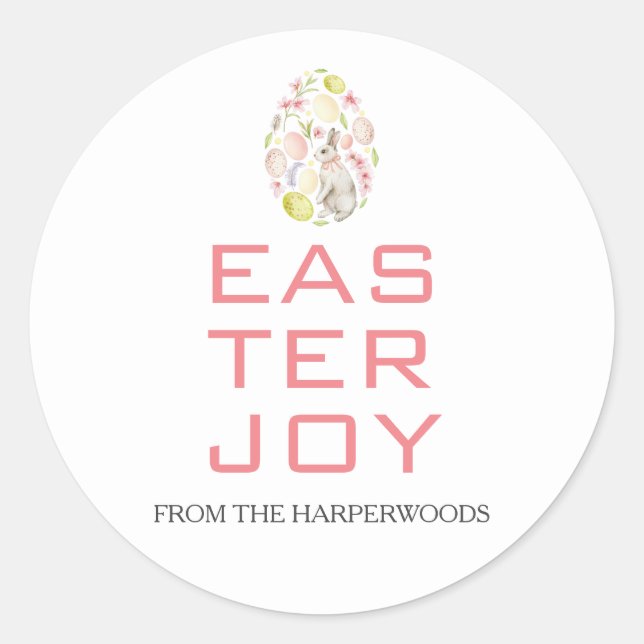 Pegatina Redonda Elegante familia de huevos de pascua bendecidos (Anverso)