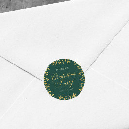 Pegatina Redonda Elegante Faux Gold deja la fiesta de graduación ve